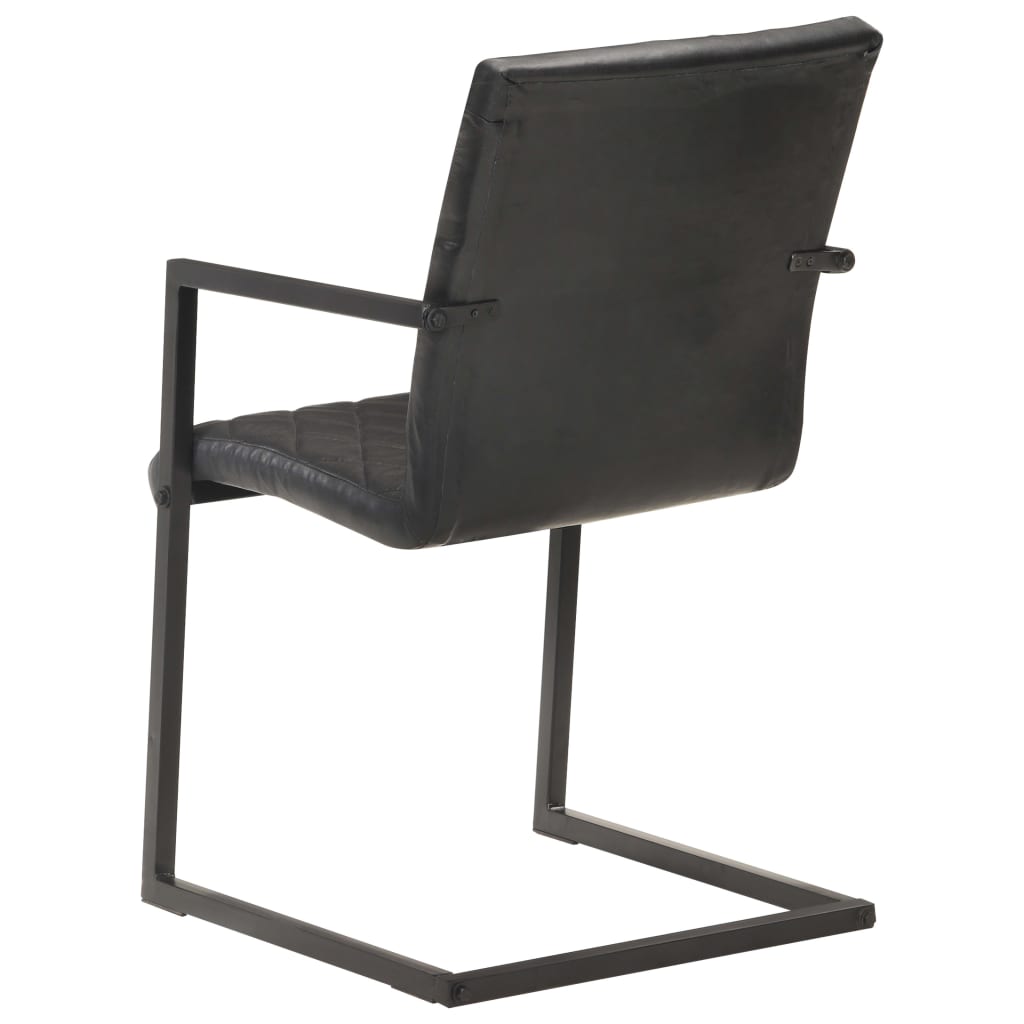 Chaises à manger cantilever lot de 4 noir cuir véritable