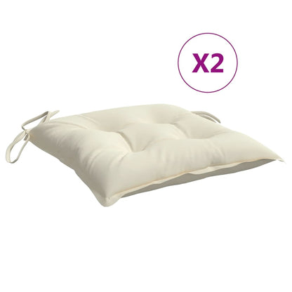 Coussins de chaise lot de 2 blanc crème 40x40x7 cm tissu oxford