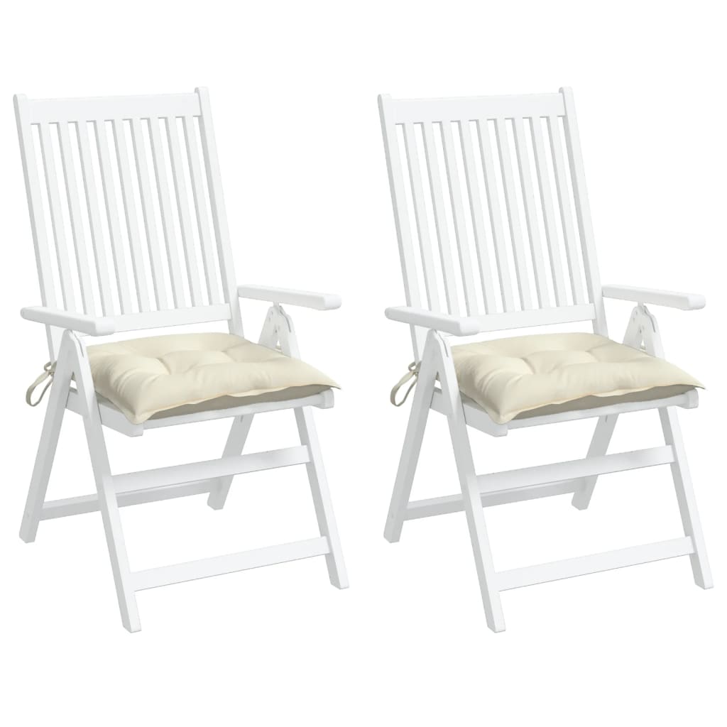 Coussins de chaise lot de 2 blanc crème 40x40x7 cm tissu oxford