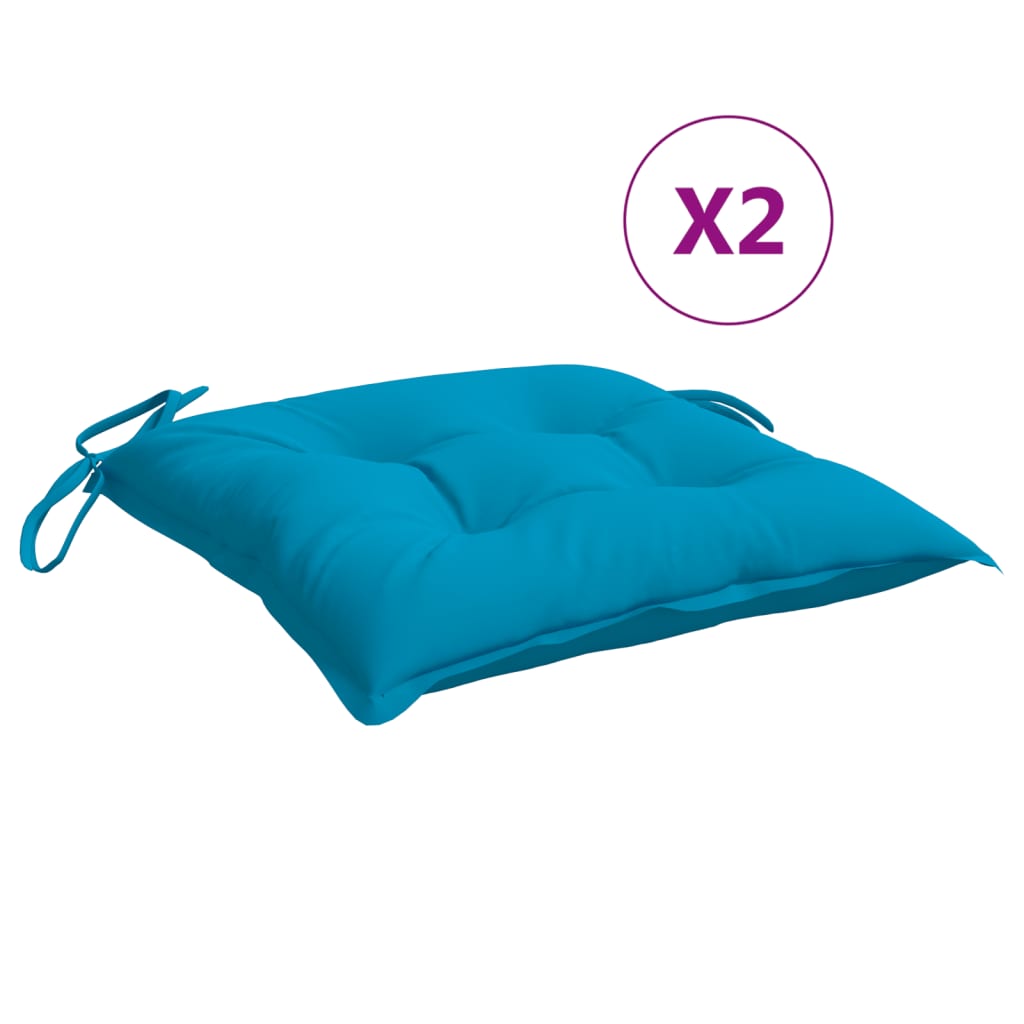 Coussins de chaise lot de 2 bleu clair 40x40x7 cm tissu oxford