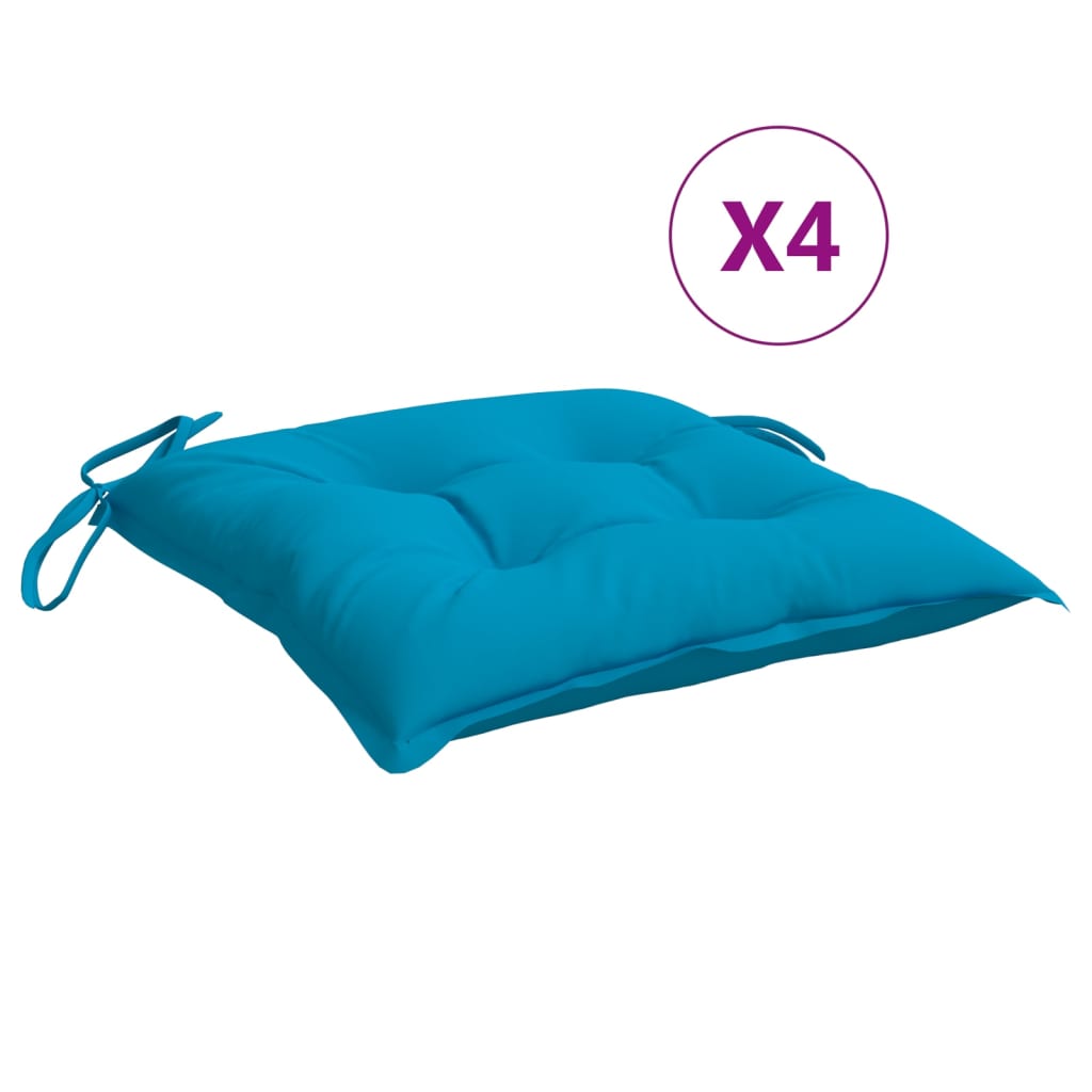 Coussins de chaise lot de 4 bleu clair 40x40x7 cm tissu oxford