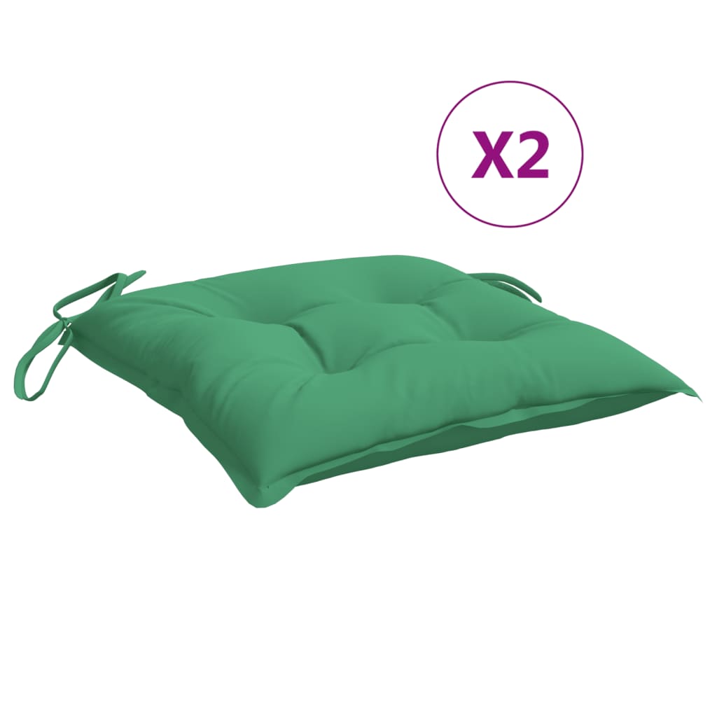 Coussins de chaise lot de 2 vert 40x40x7 cm tissu oxford