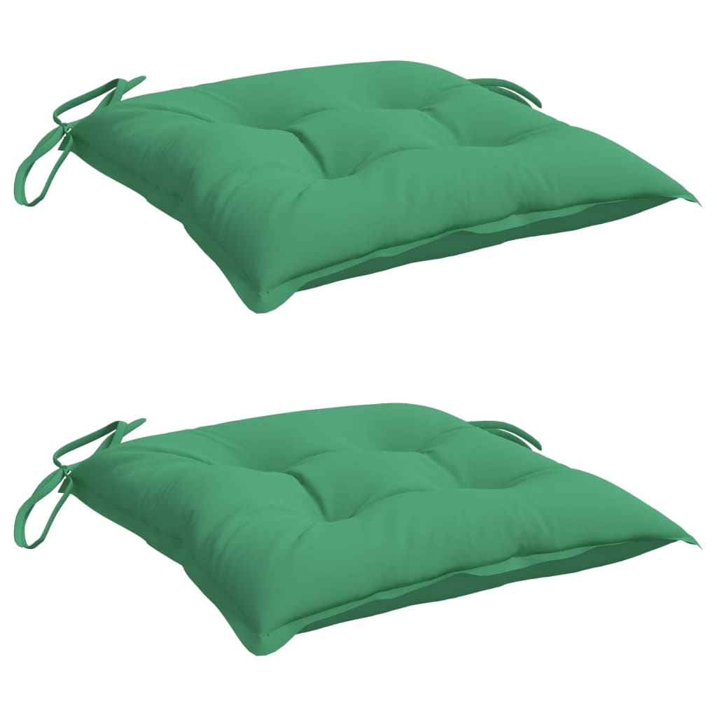 Coussins de chaise lot de 2 vert 40x40x7 cm tissu oxford