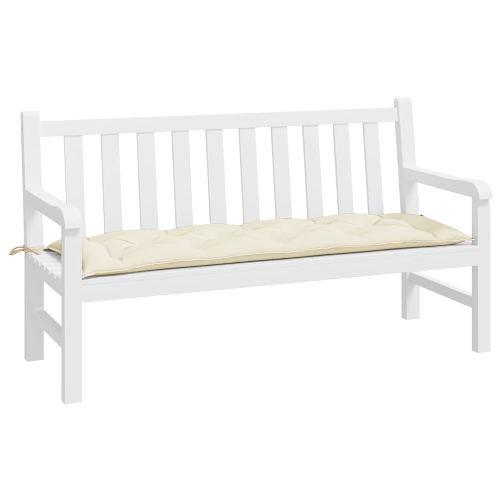 Coussin de banc de jardin blanc crème 150x50x7 cm tissu oxford