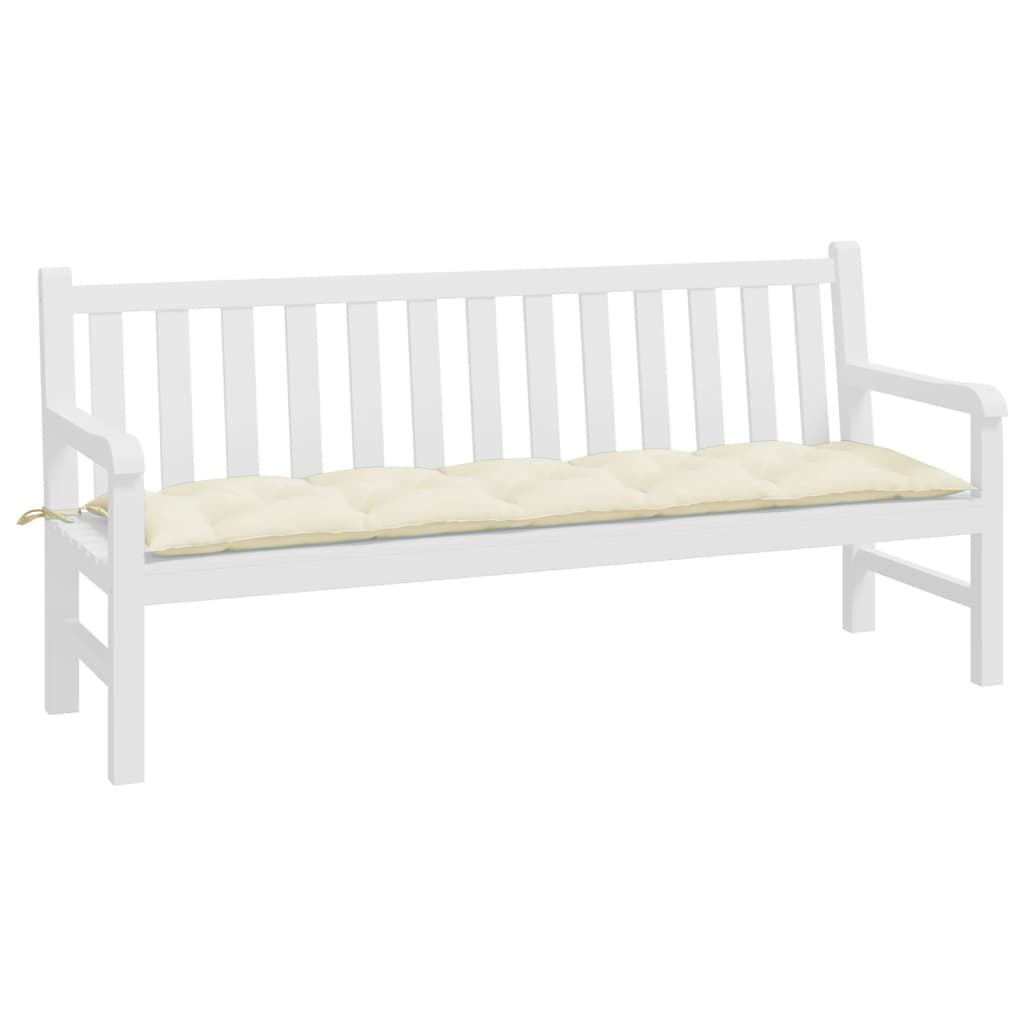 Coussin de banc de jardin blanc crème 180x50x7 cm tissu oxford