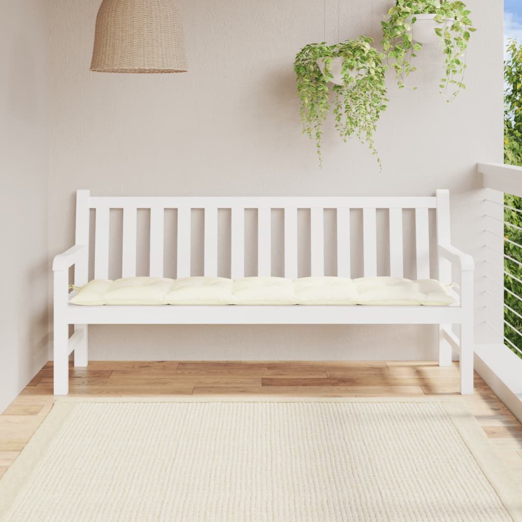 Coussin de banc de jardin blanc crème 180x50x7 cm tissu oxford