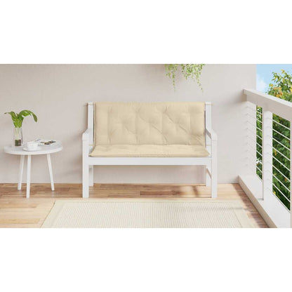 Coussin de banc de jardin beige 120x(50+50)x7 cm tissu oxford