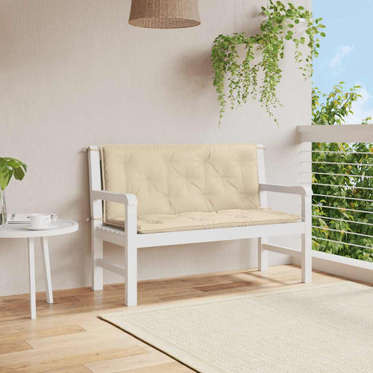 Coussin de banc de jardin beige 120x(50+50)x7 cm tissu oxford