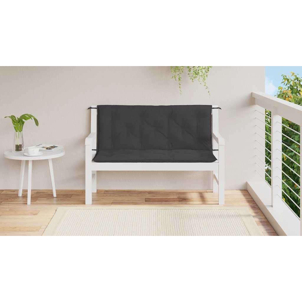 Coussin de banc de jardin noir 120x(50+50)x7 cm tissu oxford