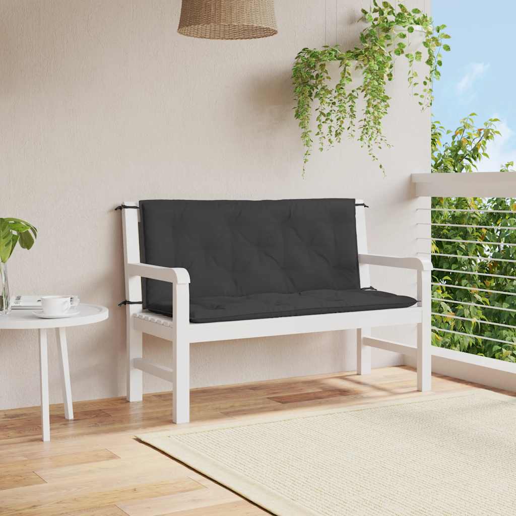 Coussin de banc de jardin noir 120x(50+50)x7 cm tissu oxford