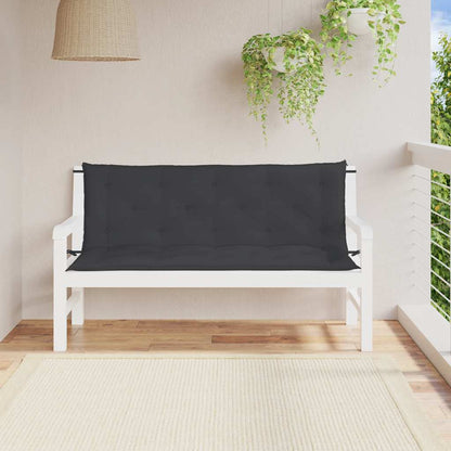 Coussin de banc de jardin noir 150x(50+50)x7 cm tissu oxford