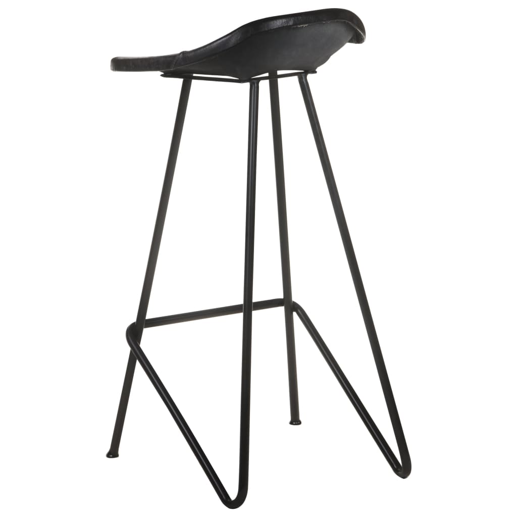 Tabourets de bar lot de 2 noir cuir véritable