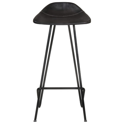 Tabourets de bar lot de 2 noir cuir véritable