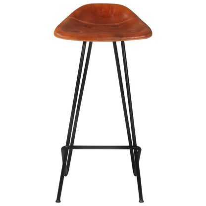 Tabourets de bar lot de 2 marron cuir véritable