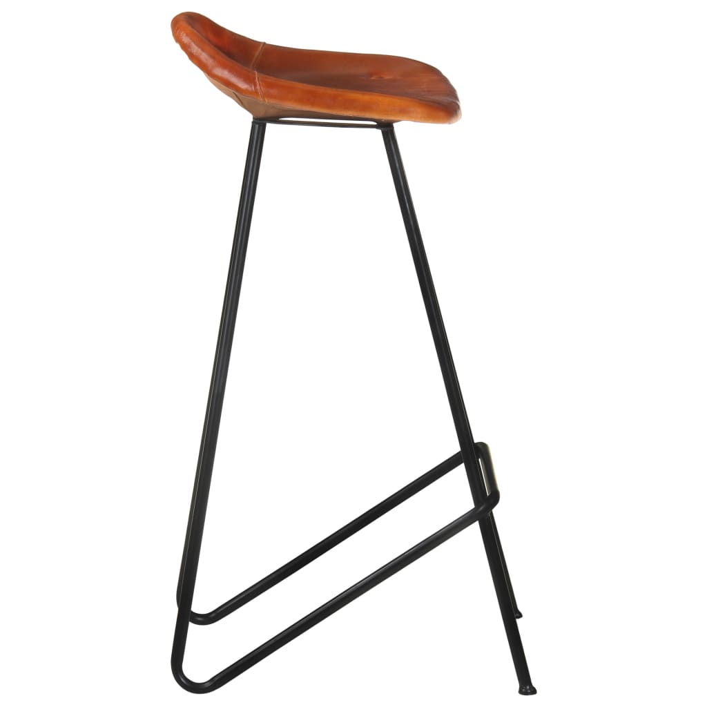 Tabourets de bar lot de 2 marron cuir véritable