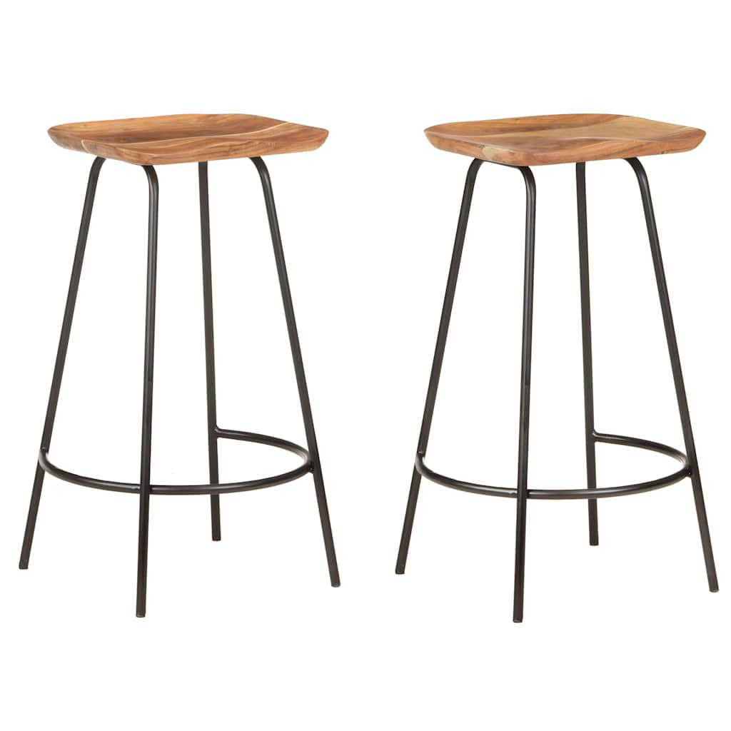 Tabourets de bar lot de 2 bois d'acacia solide