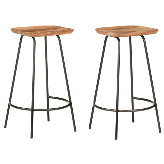 Tabourets de bar lot de 2 bois d'acacia solide