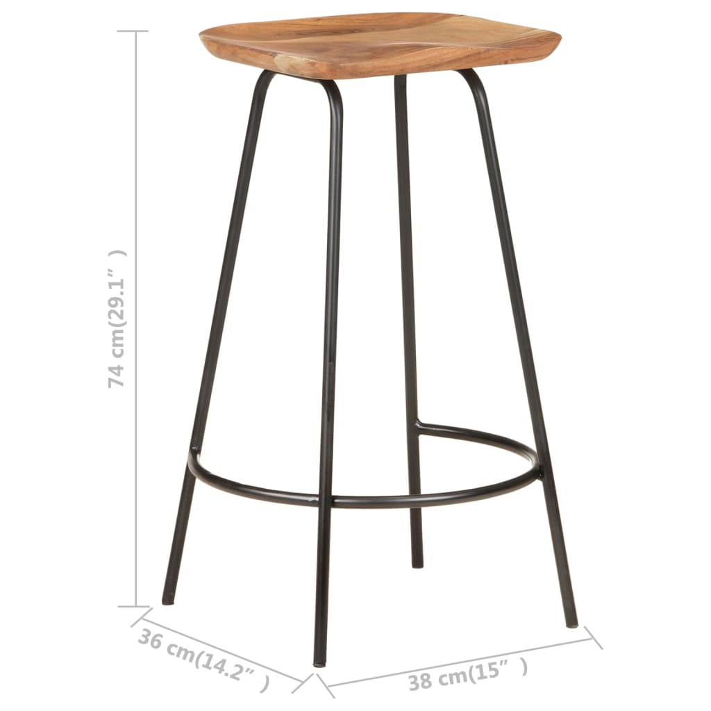 Tabourets de bar lot de 4 bois d'acacia solide