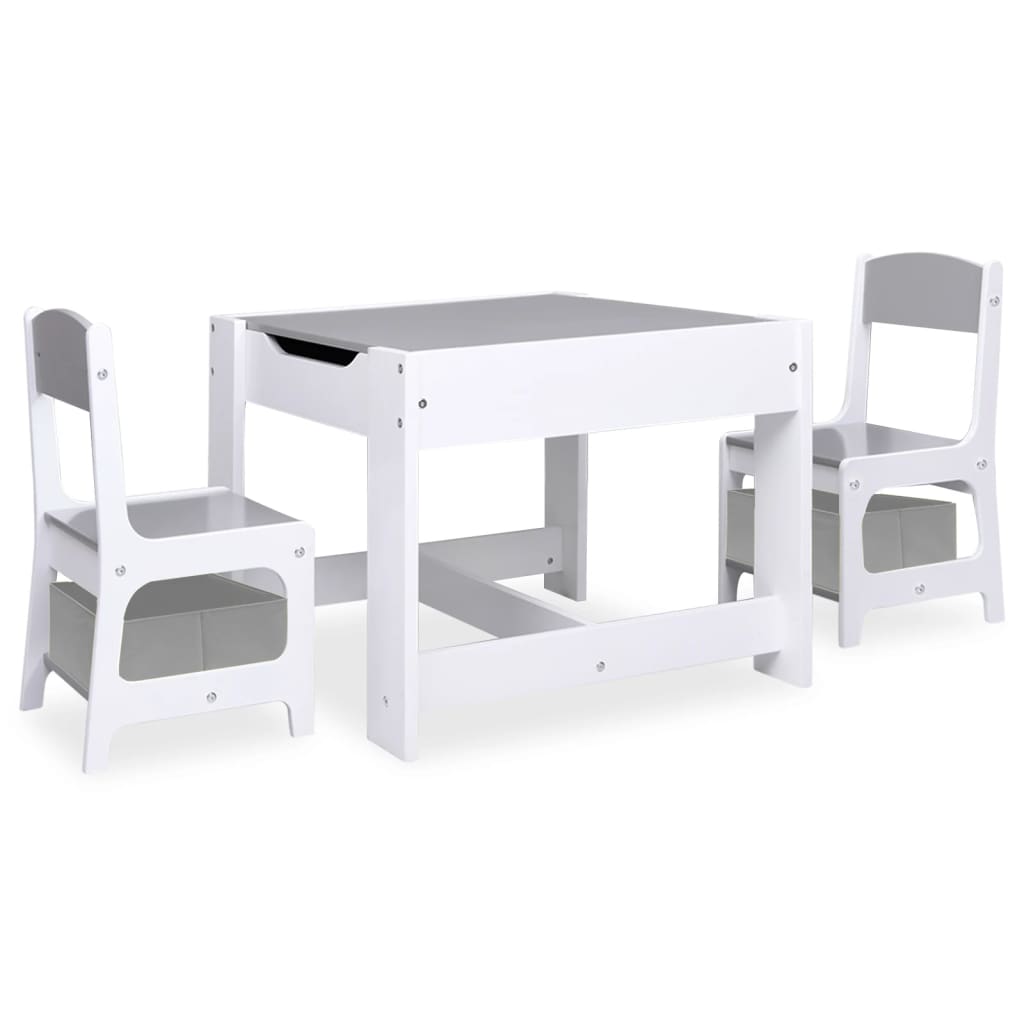 Table pour enfants avec 2 chaises Blanc MDF