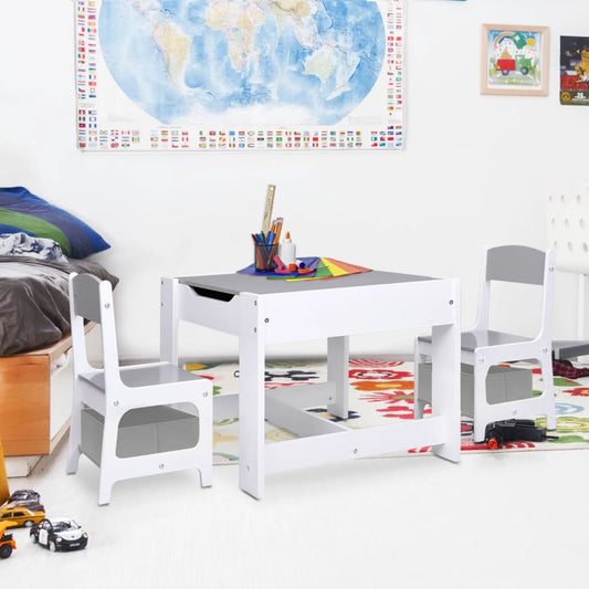 Table pour enfants avec 2 chaises Blanc MDF