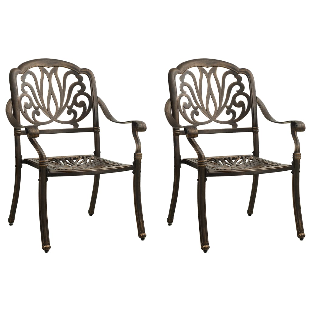 Chaises de jardin lot de 2 Aluminium coulé Bronze