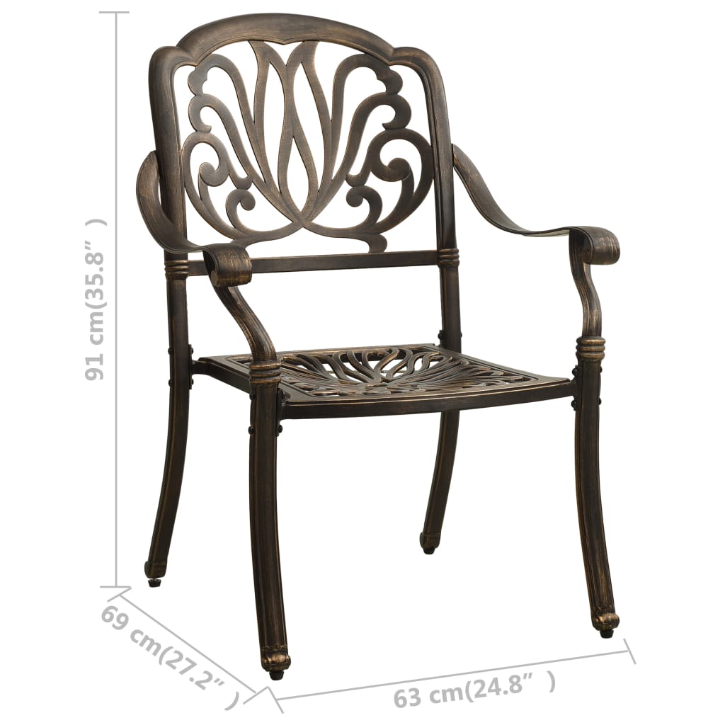 Chaises de jardin lot de 2 Aluminium coulé Bronze