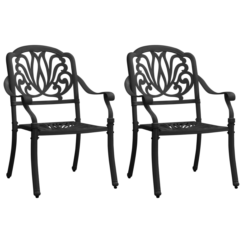 Chaises de jardin lot de 2 Aluminium coulé Noir