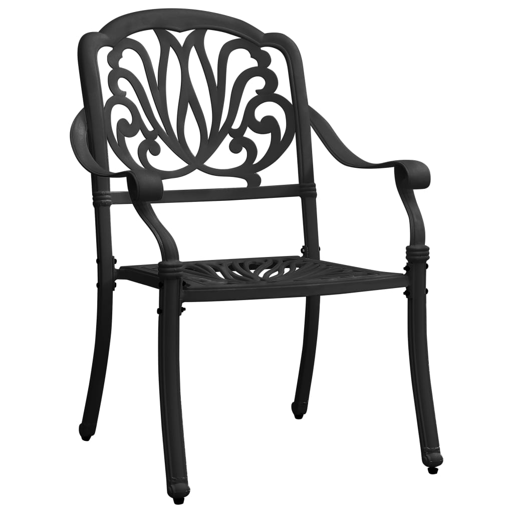 Chaises de jardin lot de 2 Aluminium coulé Noir