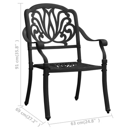 Chaises de jardin lot de 2 Aluminium coulé Noir