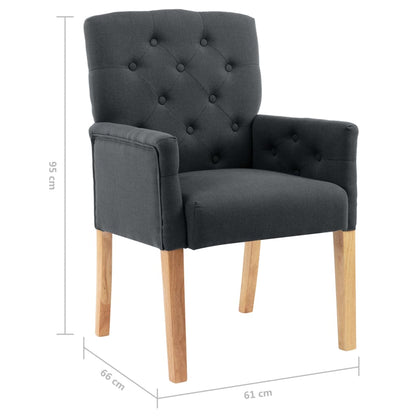 Chaises à manger avec accoudoirs lot de 2 gris tissu