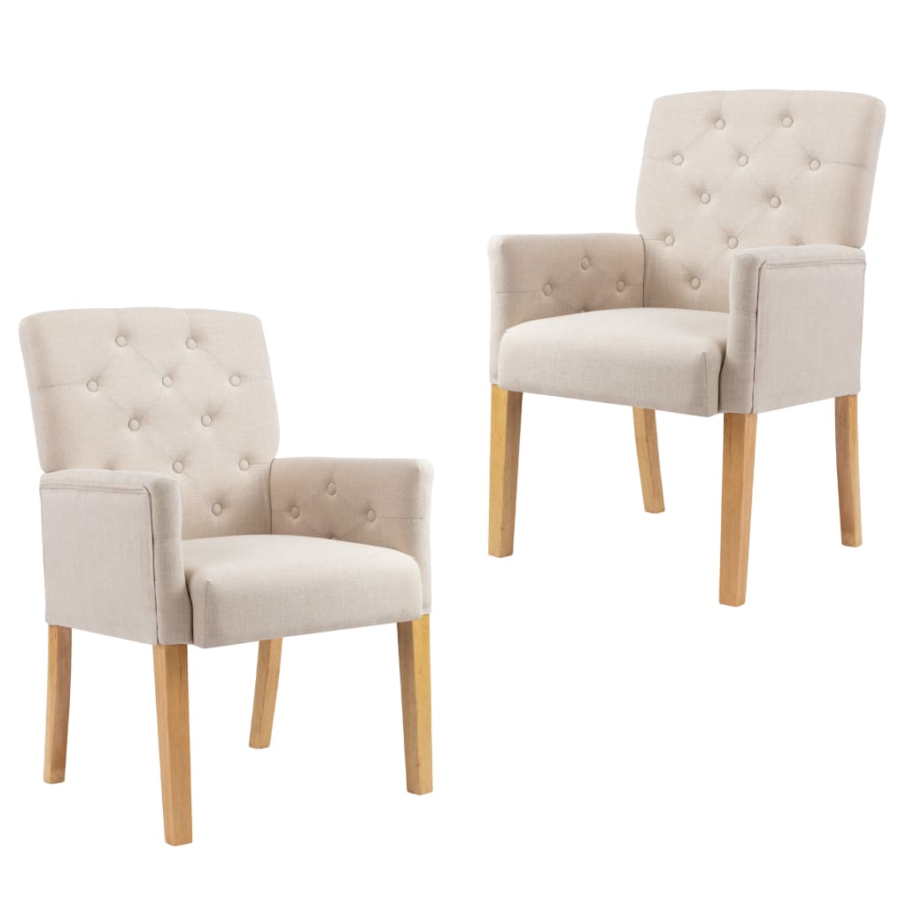 Chaises à manger avec accoudoirs lot de 2 beige tissu