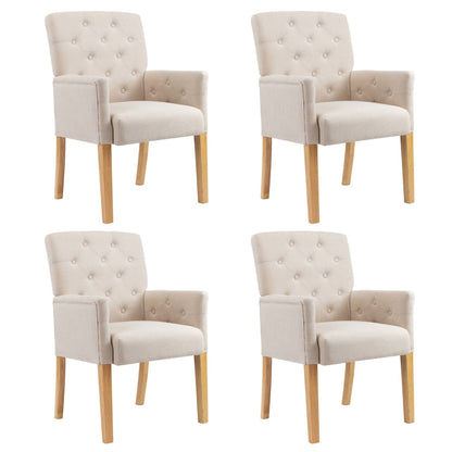 Chaises à manger avec accoudoirs lot de 4 beige tissu