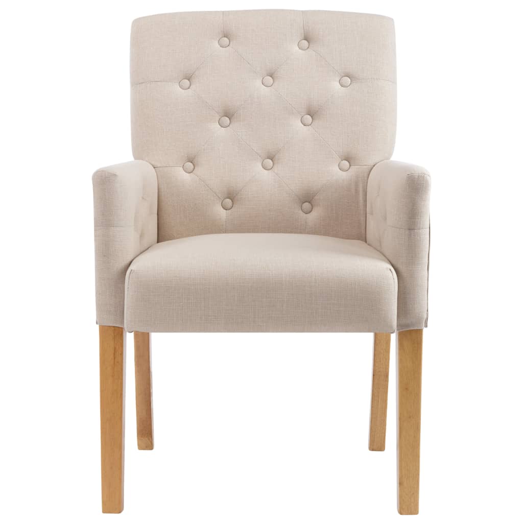 Chaises à manger avec accoudoirs lot de 4 beige tissu