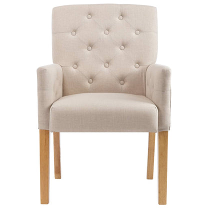 Chaises à manger avec accoudoirs lot de 4 beige tissu