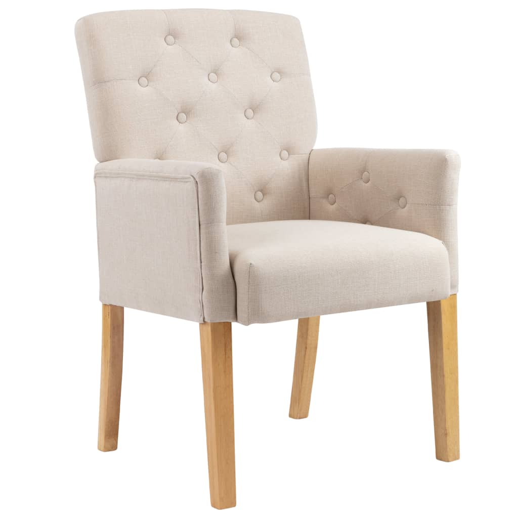 Chaises à manger avec accoudoirs lot de 4 beige tissu