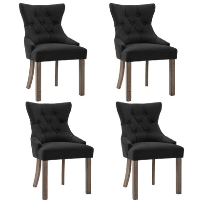 Chaises à manger lot de 4 noir tissu