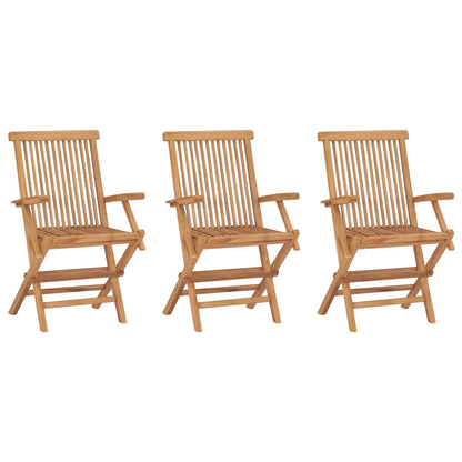 Chaises de jardin pliables lot de 3 Bois de teck massif