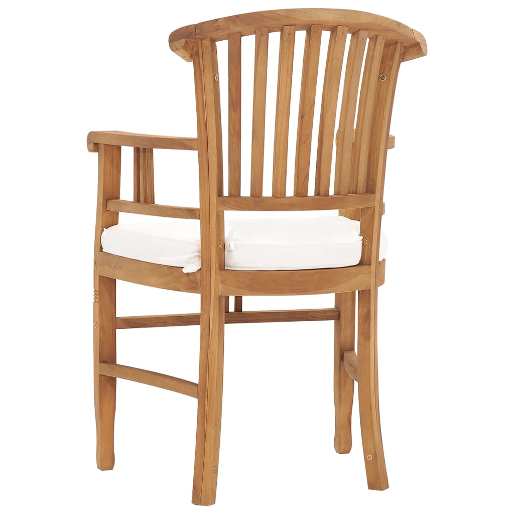 Chaises de jardin lot de 2 avec coussins blanc crème Bois teck