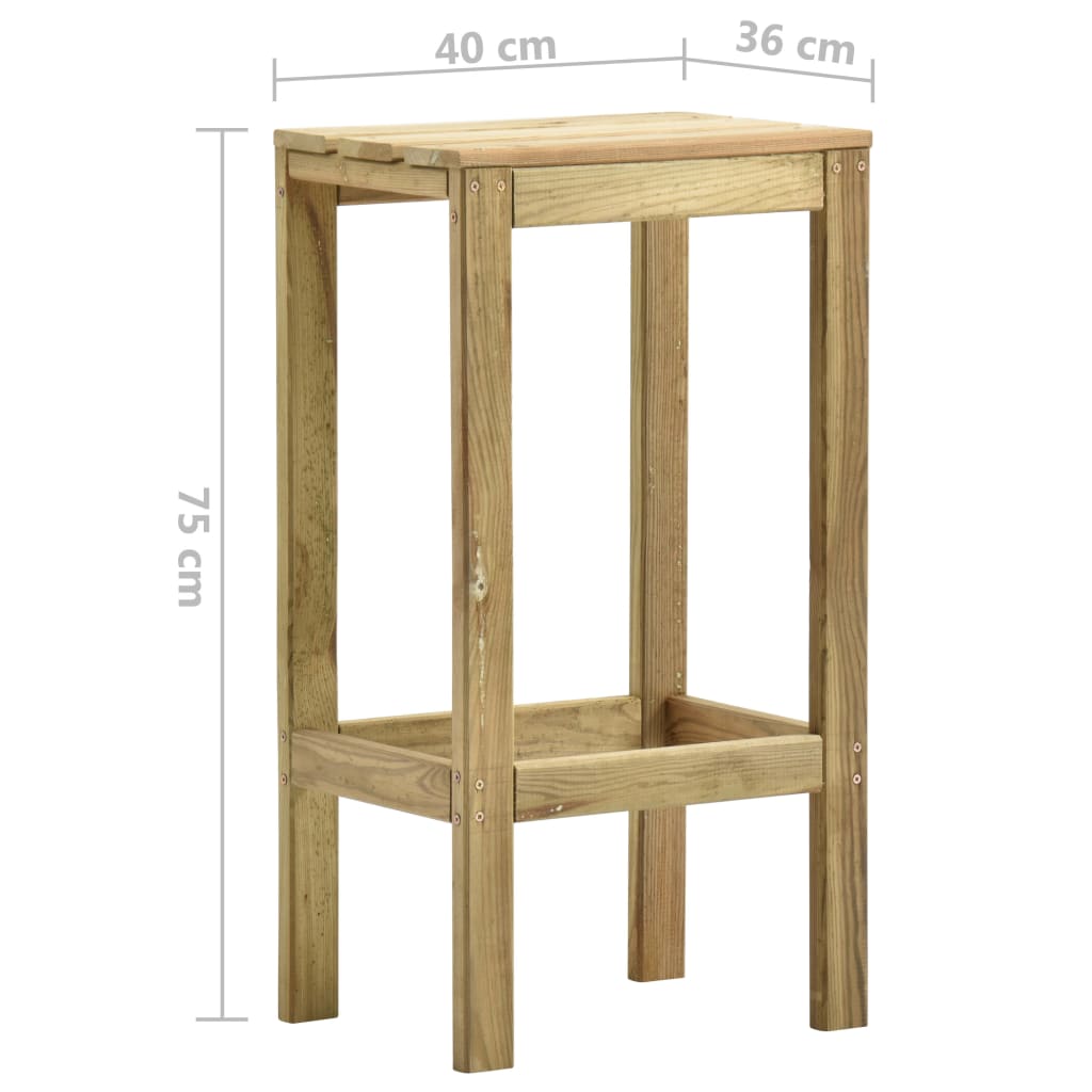 Tabourets de bar de jardin lot de 2 Bois de pin imprégné