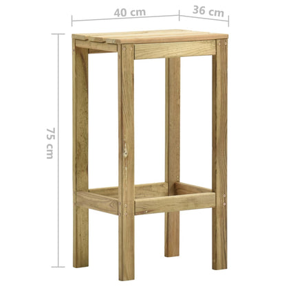 Tabourets de bar de jardin lot de 2 Bois de pin imprégné