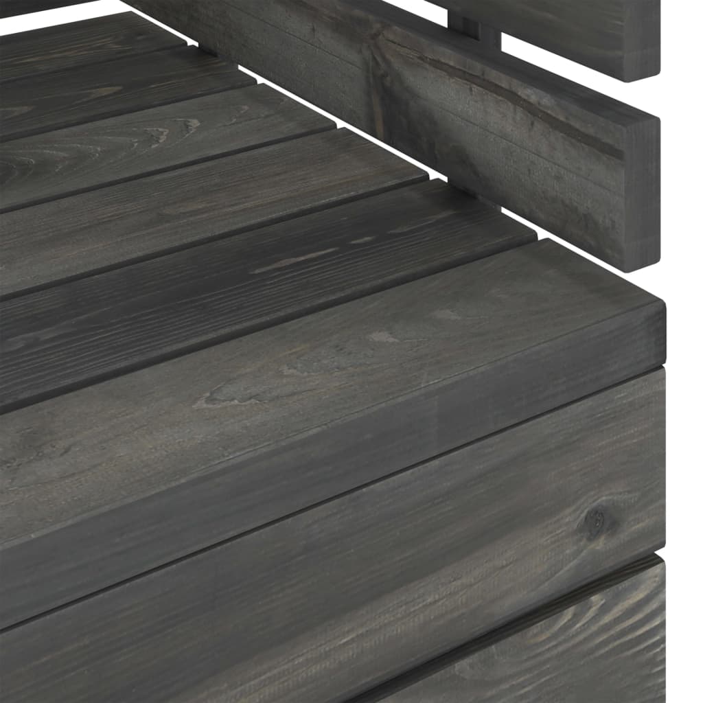 Canapé palette d'angle de jardin Bois de pin massif Gris foncé