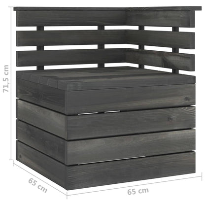 Canapé palette d'angle de jardin Bois de pin massif Gris foncé