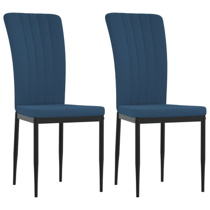 Chaises à manger lot de 2 Bleu Velours