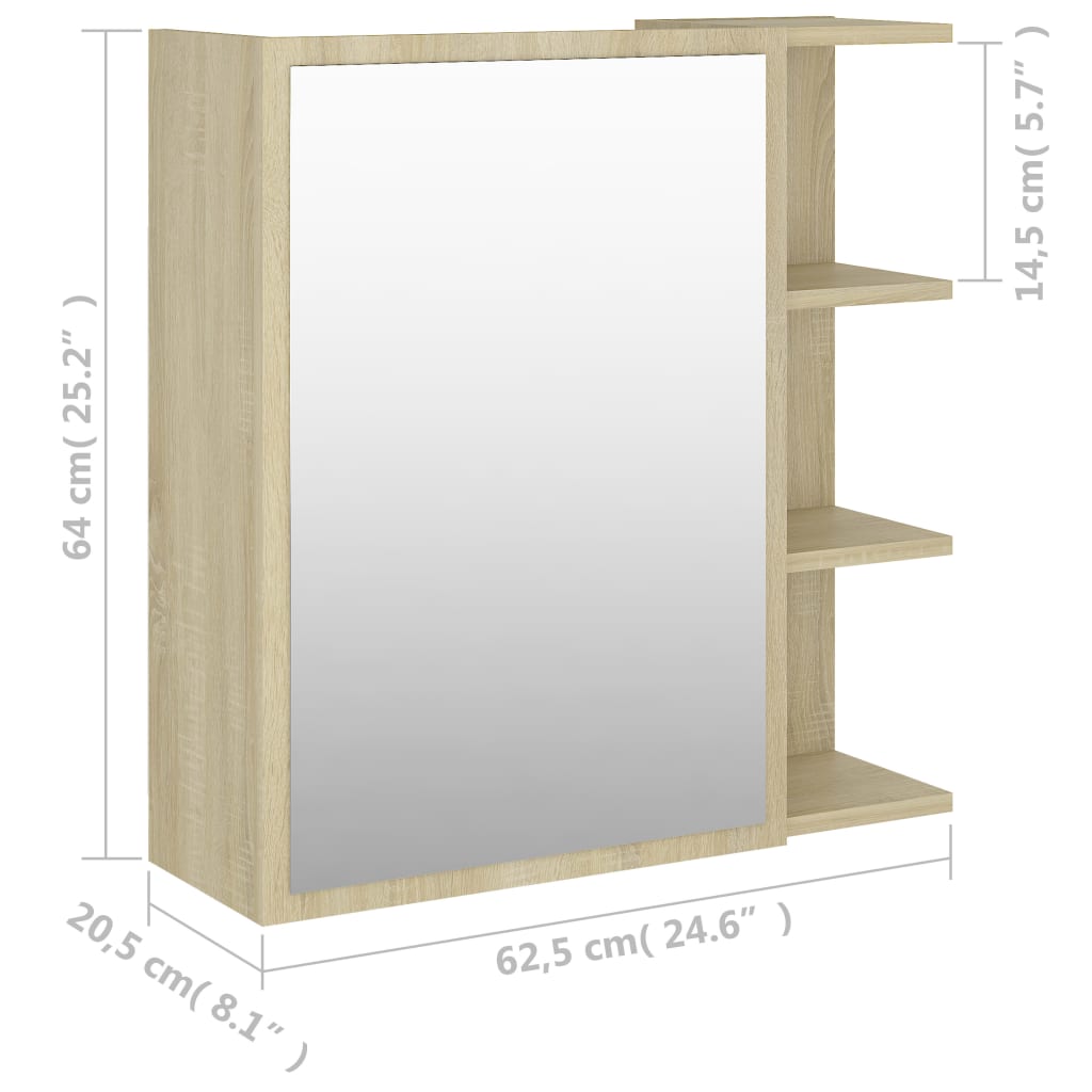 Armoire à miroir de salle de bain Chêne sonoma Bois ingénierie