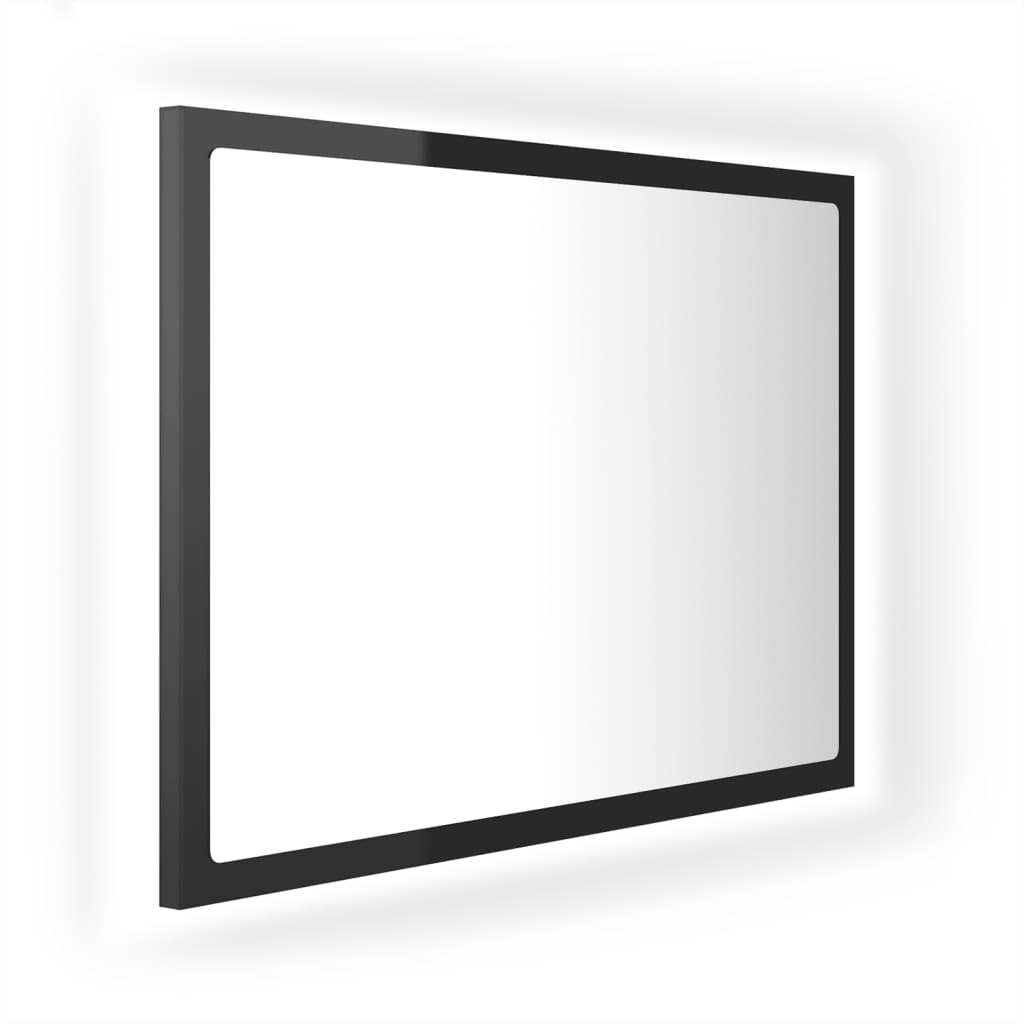 Miroir LED de salle de bain Noir brillant 60x8,5x37cm Acrylique