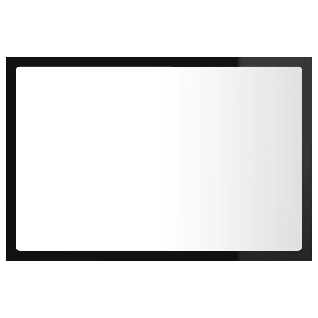 Miroir LED de salle de bain Noir brillant 60x8,5x37cm Acrylique