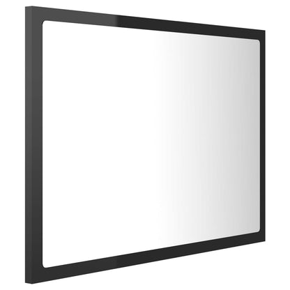 Miroir LED de salle de bain Noir brillant 60x8,5x37cm Acrylique