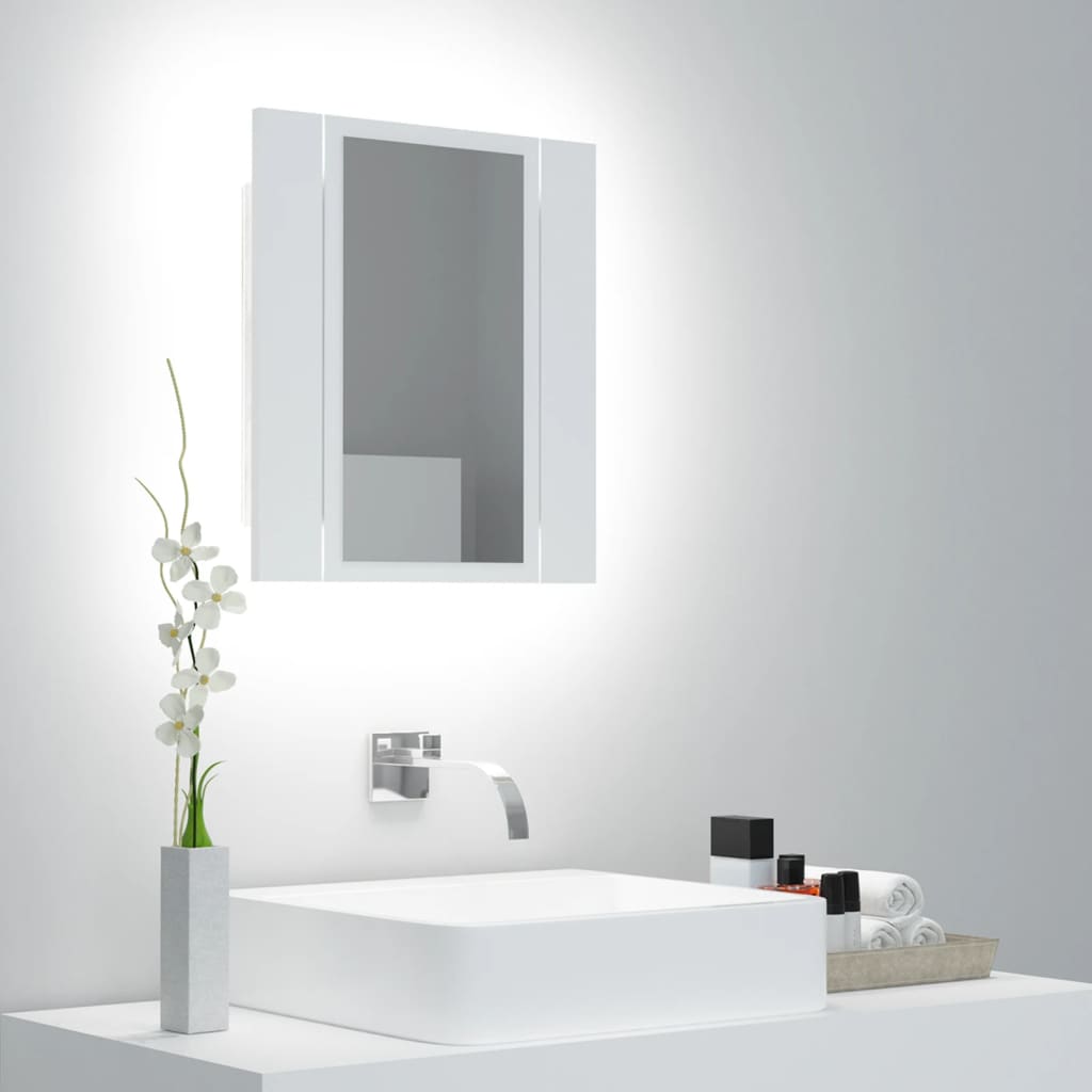 Armoire salle de bain à miroir LED Blanc 40x12x45 cm Acrylique