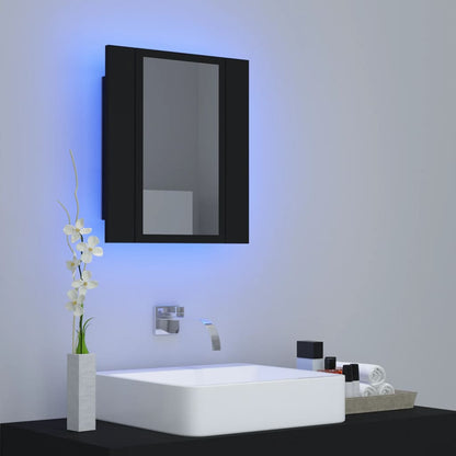 Armoire à miroir de salle de bain LED Noir 40x12x45cm Acrylique