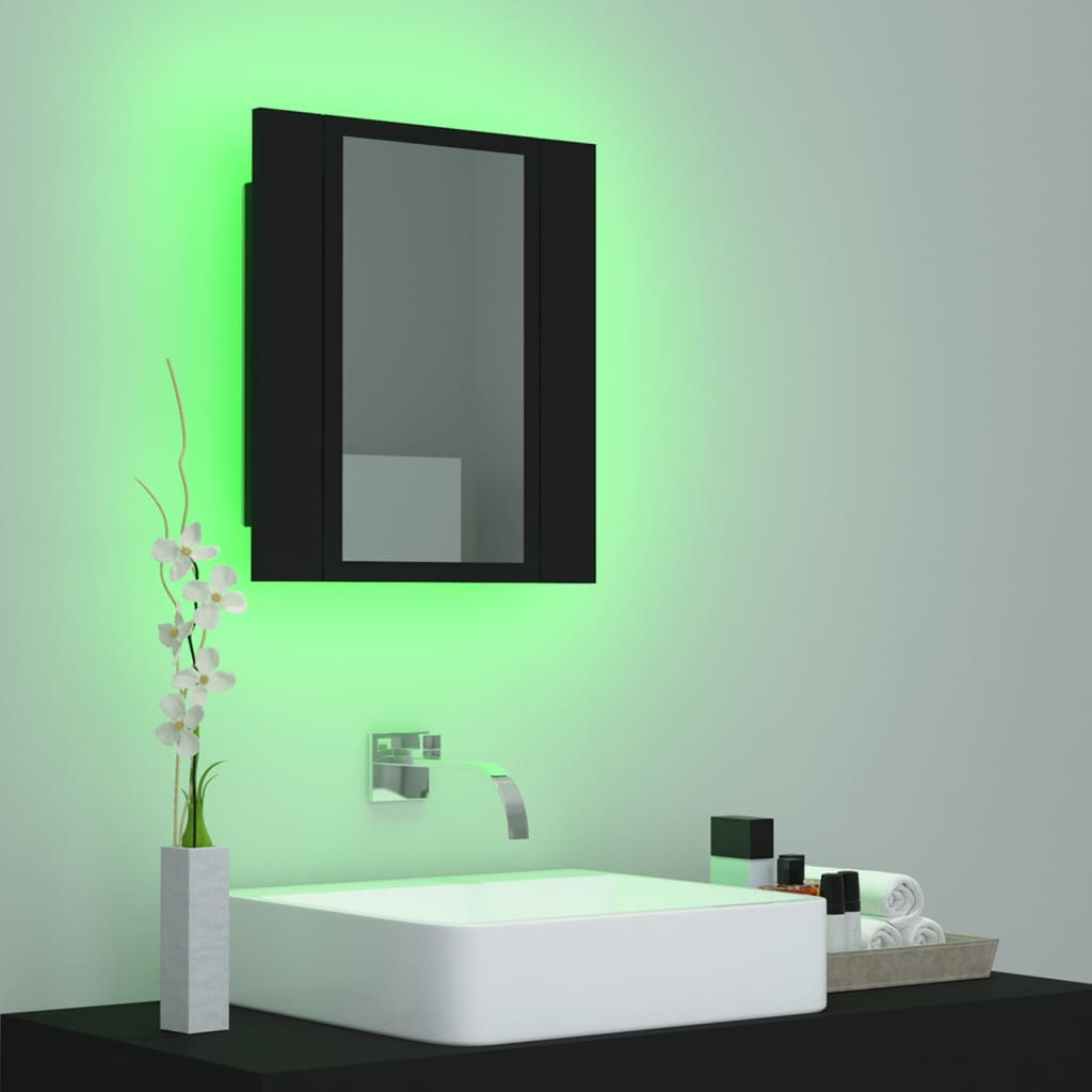 Armoire à miroir de salle de bain LED Noir 40x12x45cm Acrylique